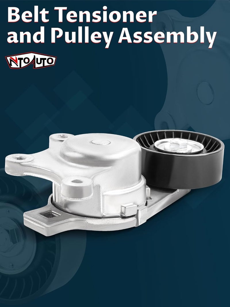 Ntoauto Belt Tensioner and Pulley Assembly Fit For Edge 2007-2014, Explorer 2011-2019, Flex 2009-2019, Fusion 2010-2012, Taurus 2008-2019, MKS/MKT/MKX/MKZ 2007-2019 3.5L/3.7L V6 - BT4E6B209CC, 7T4E6B209EC - Image 2
